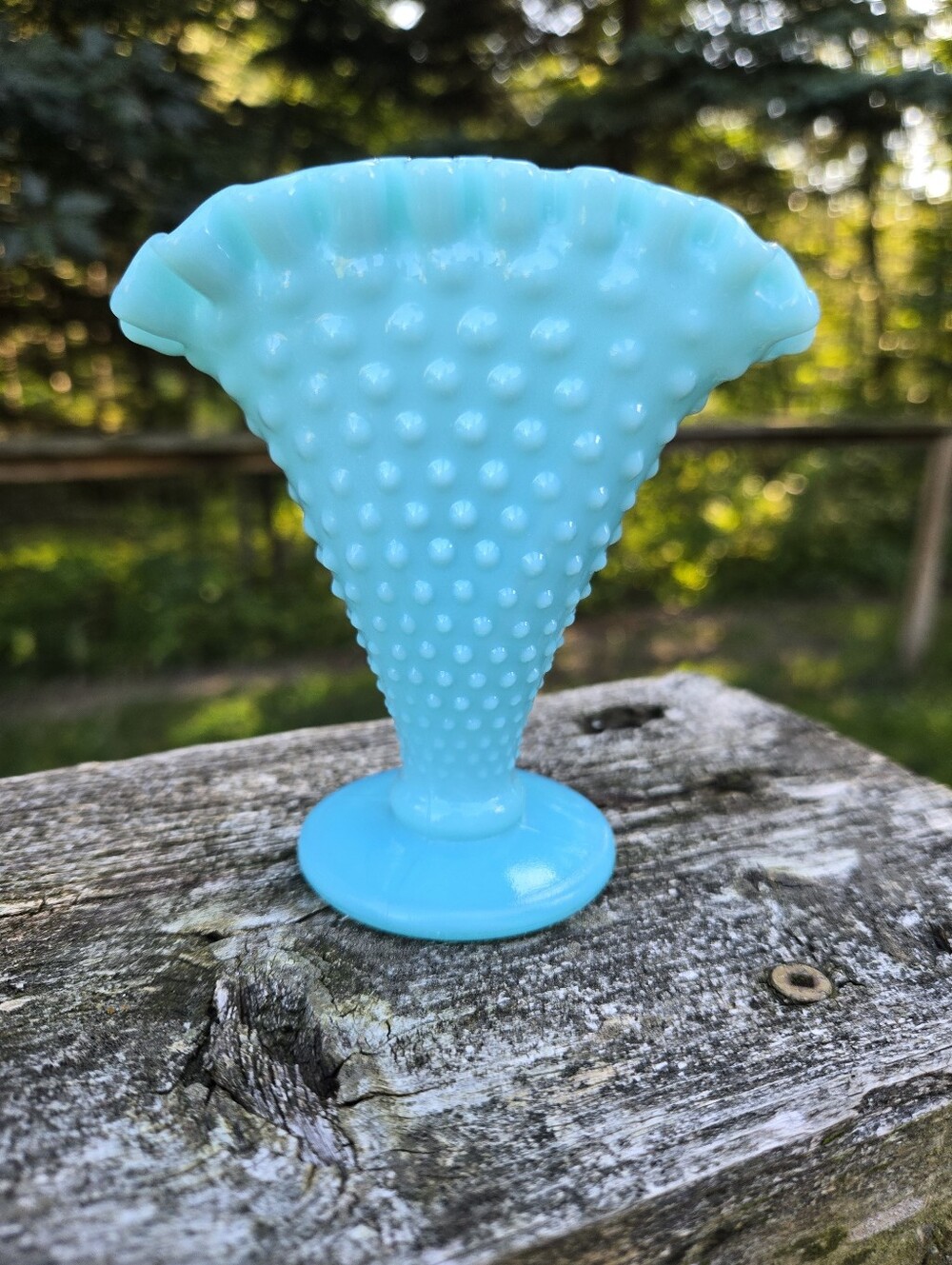 Excellent Condition Vintage Glass Turquoise Fan Fenton